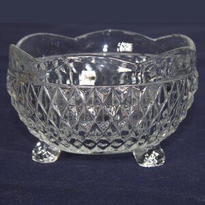 Collectible Vintage Three-Footed Diamond Point Candy Dish by Indiana Glass